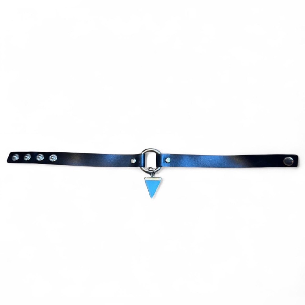 Black Choker Necklace with white Triangle Pendant